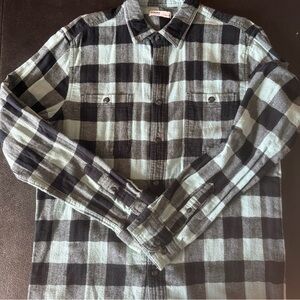 Sonoma Black and Green Plaid Flannel Casual Button Down Shirt